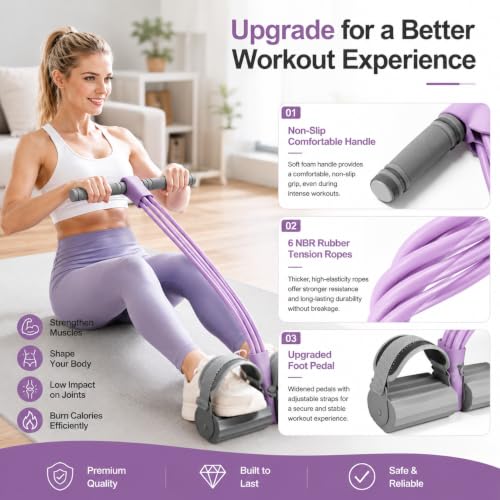 Adjustable Foot Pedal Resistance Bands with Handles - color: Pink