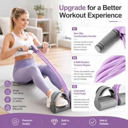 Adjustable Foot Pedal Resistance Bands with Handles - color: Pink