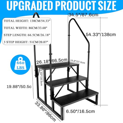 RV Step 3 Step Ladder with 2 Handrails - size: 3 Step-2