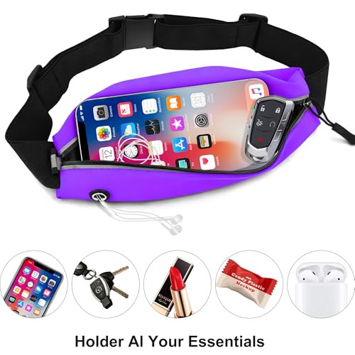 Running Belt Fanny Pack Men and Women Slim Running Bag Money Belt - color: Purple