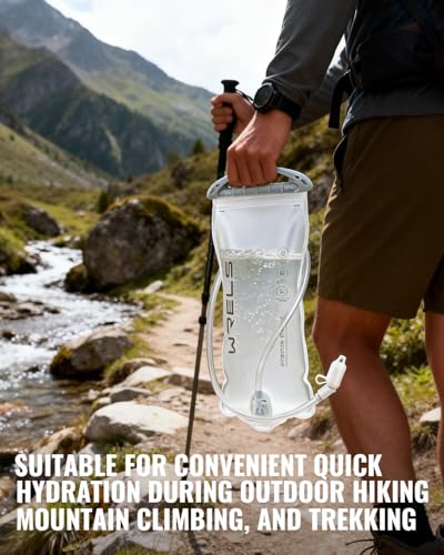 WRELS Hydration Bladder,1L/1.5L/2L/3L Water Bladder for Hydration Pack,BPA-Free Leakproof Water Reservoir for Hiking Running Camping Cycling - size: 2L—White