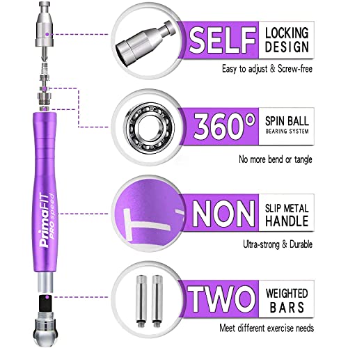 PrimaFIT Pro Speed Jump Rope for Adults, Weighted Skipping Rope for Boxing - color: Purple
