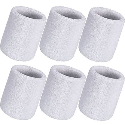 Bememo 12 Pcs Sweatbands Wrist Bands - color: White, size: 3.15 Inch