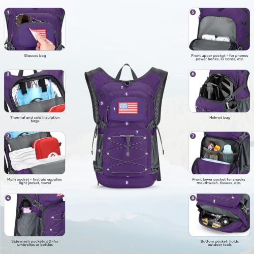 Maelstrom Lightweight Hydration Hiking Backpack with 2L/3L Water Bladder - color: 5.Purple, size: 2L Bladder