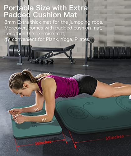 Jump Rope Mat Shockproof Exercise Skipping Mat All-Purpose Extra Thick High Density Anti-Tear Exercise Yoga Mat, Non Slip for Indoor and Outdoor - color: Green