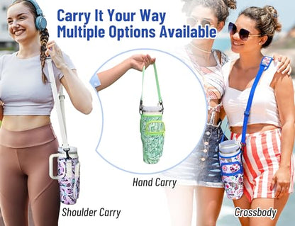 DLOCCOLD Water Bottle Carrier Bag with Phone Pocket for 40 oz Tumbler, Water Bottle Holder with Adjustable Shoulder & Handheld Strap, Carrier Sling Bag for Water Bottle Walking Camping Travelling - color: Blue Star