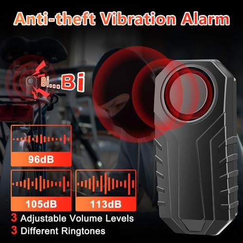 Bike Alarms,Bike Alarm Anti Theft, Bicycle Alarms with Remote,113dB Super Loud Bicycle Vibration Motion Sensor Siren Anti Theft Security System IP65 Waterproof, 7Pack - color: Bike Alarm with WL03C Remote, size: 7PK