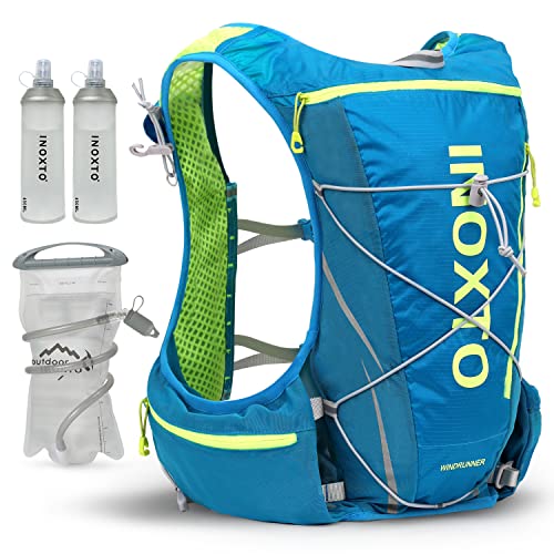 INOXTO Hydration Vest Backpack,Lightweight Water Running Vest Pack with 1.5L Water Bladder Bag Daypack for Hiking Trail Running Cycling Race Marathon for Women Men - color: Blue, size: Large