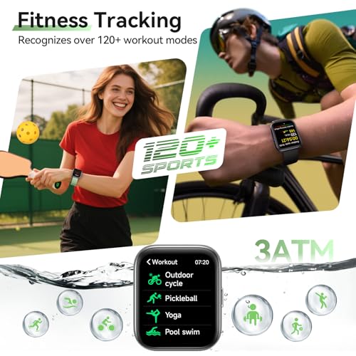 1.85" Smart Watches for Women Men, 120+ Sport Modes Fitness Tracker Watch - color: Green