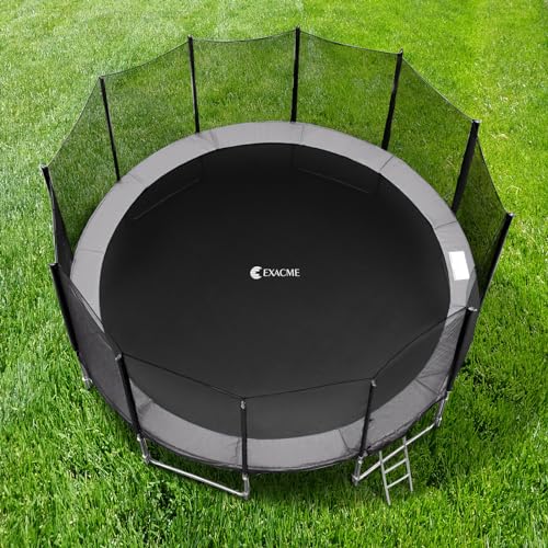 Exacme Trampoline Pad Replacement 16 15 14 13 12 10 8 Foot, Waterproof Safety Spring Cover Round Frame Pad, No Hole for Pole - color: Grey, size: Fit 10FT Frame Only, style: Without Opening Design