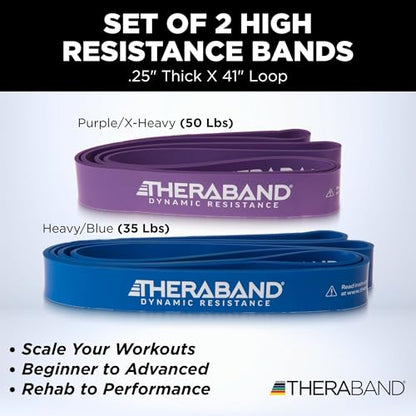 THERABAND Resistance Band, Exercise, Workout, Physical Therapy, Multi - size: 2 Pack Heavy (35-50 lbs)