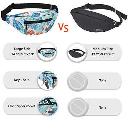 Large Fanny Pack Belt Bag with Adjustable Straps Waist Pack for Men Women - color: Flamingo Green