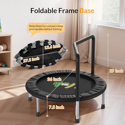BCAN SP1 36'' Kids Toddler Trampoline Indoor, Foam Handle | FED Fitness - color: Black