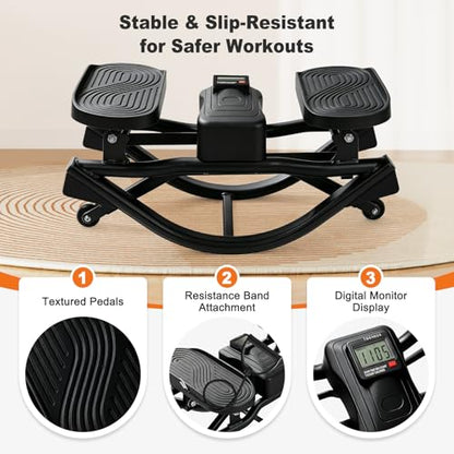 Rock Steppers for Exercise at Home 3D Motion Stair Stepper 350 LBS Capacity - color: Black