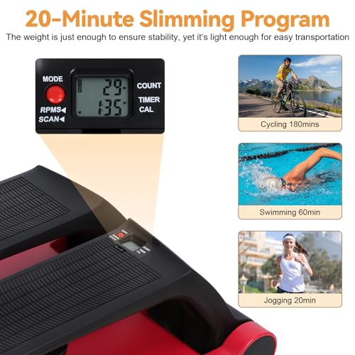 Air Stepper with Resistance Bands, Adjustable Mini Stair Climber for Home Cardio Workout, LCD Monitor, Non-Slip Pedals, Compact Space Saving Design, 300lbs Capacity