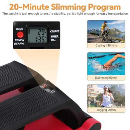 Air Stepper with Resistance Bands, Adjustable Mini Stair Climber for Home Cardio Workout, LCD Monitor, Non-Slip Pedals, Compact Space Saving Design, 300lbs Capacity