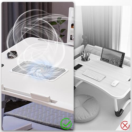 iXTRA Adjustable Laptop Lap Desk with Cooling Fan USB Light for Adults 60x40cm,White - color: White,60*40cm