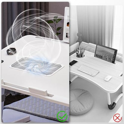 iXTRA Adjustable Laptop Lap Desk with Cooling Fan USB Light for Adults 60x40cm,White - color: White,60*40cm