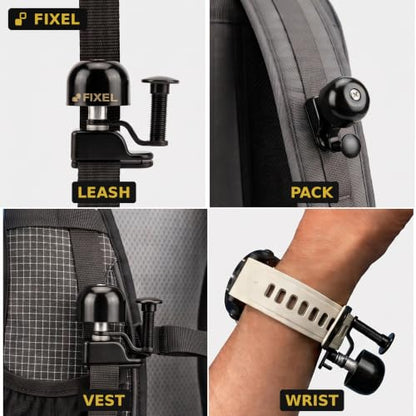 Fixel Clip-On Running Bell for Runners, Hands-Free Wearable Trail Bell for Hydration Vest or Wrist Strap, Loud Clear Ding, Ultralight Copper & Aluminum
