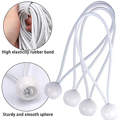 AOPRIE 30 Pack Bungee Balls, White Ball Bungee Heavy Duty Heavyweight 9inches Tarp Bungee Cords, Weather Resistant Tie Down Strap 4mm Thickness - for Camping, Tents, Cargo, Holding Wire and Hoses - size: 9 In