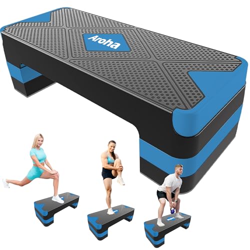 Aerobic Step Platform, Non Slip Adjustable Height Step Trainer - color: Blue