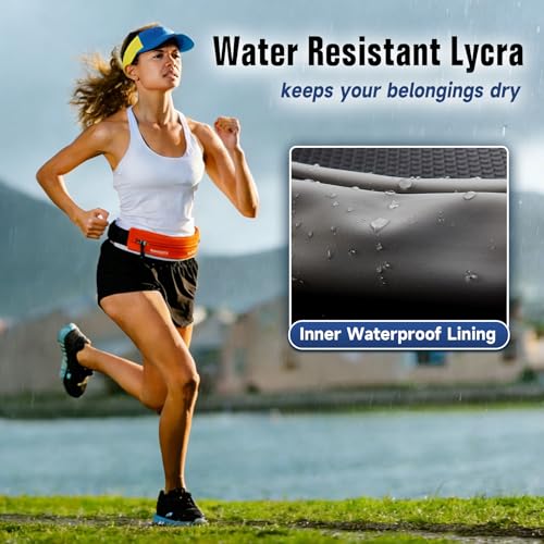 Running Belt Waist Pack for Men & Women, Ultra Slim Bounce-Free Running Waist Pouch, Water-Resistant Adjustable Fanny Pack with Reflective Design & Earphone Hole for Phone, Keys & Cards - Black - color: Black