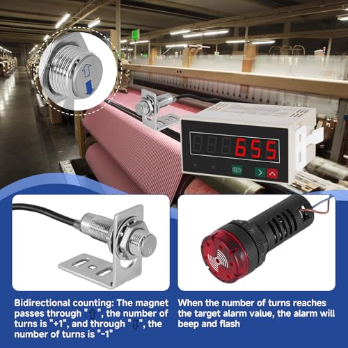 JIAWANSHUN Bidirectional LED Digital Counter, Copper Sensor with Alarm 110V