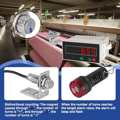 JIAWANSHUN Bidirectional LED Digital Counter, Copper Sensor with Alarm 110V