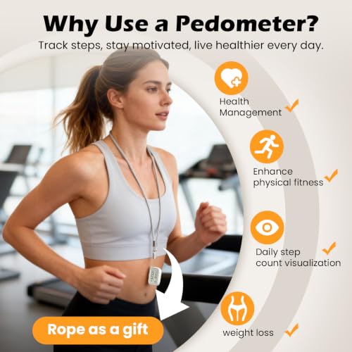 3D Pedometer for Walking, Accurate Digital Step Counter with Removable Lanyard, Fitness Tracker for Daily Activity Step & Sport Time Data-10-Step Smart Calibration - color: Off-white