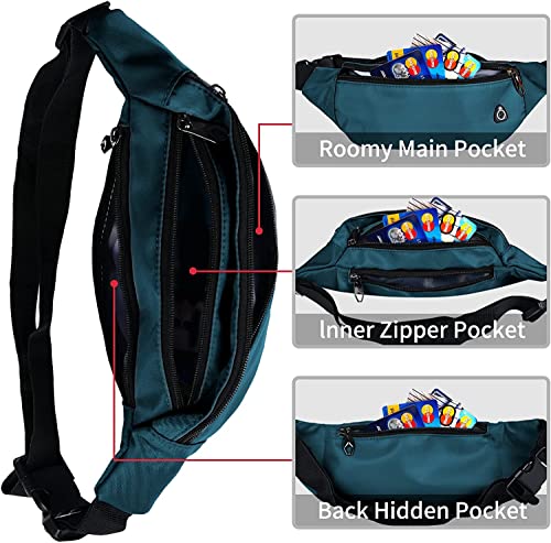 Fanny Packs for Men and Women Water-Repellent Sports Waist Pack Bag - color: 1pack-Ball Pattern Teal Blue