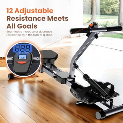 Ann Katy Compact Rowing Machine, Foldable Full Body Home Workout Rower