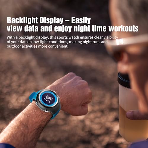 EZON GPS Running Watch with Distance Pace Alarm and Calorie Counter and Stopwatch for Men (Blue) - color: Blue