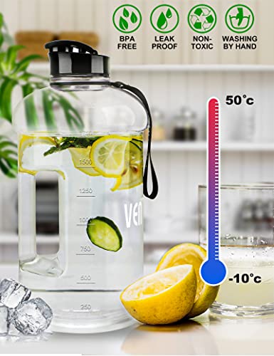 Portable Large Plastic Water Bottle - BPA-free Half Gallon Reusable 2 Liter Water Jug for Outdoor Hiking Fitness Travel Camping Cycling - color: Clear
