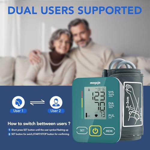 maguja Upper Arm Blood Pressure Monitor Auto Digital for Home Use (Green) - color: Green