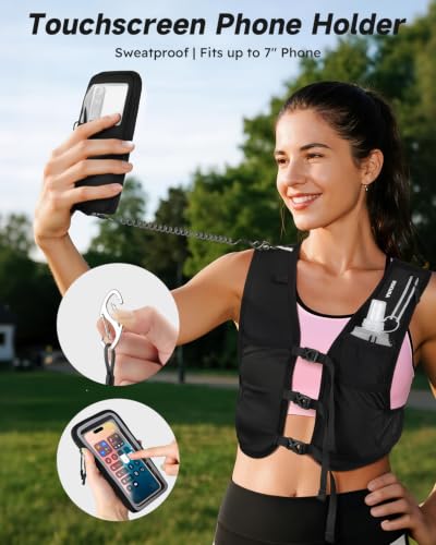 MOKURA Running Vest for Women Men with 500ML Soft Flask & Phone Holder - color: Black, size: Large