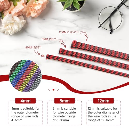 Expandable Braided Cable Sleeve, PP Yarn + PET Braided Expandable Sleeving Cable Management Protection High Density PET Wire Cover Sheath for Cables (Purple Black, 4mm (5/32")-49ft) - color: Purple Black, size: 4mm (5/32")-49ft