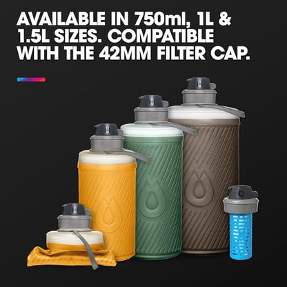 HydraPak Flux Collapsible Backpacking Water Bottle (1L, Sage Green) - color: *NEW* Sage Green, style: 1L/32oz