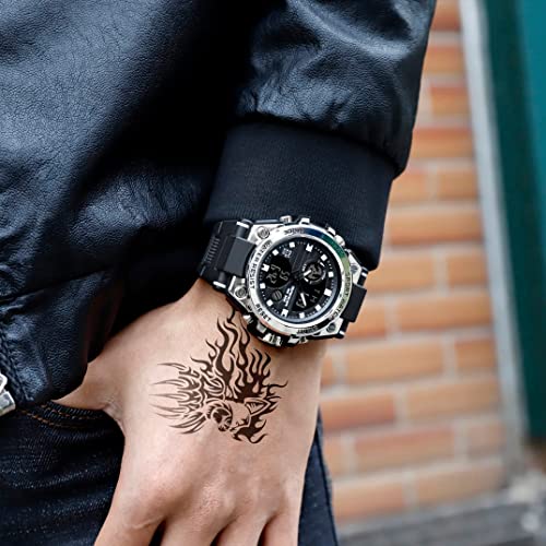 KXAITO Men's Watches Sports Outdoor Waterproof Military Watch Date Multi Function Tactics LED Alarm Stopwatch - color: 26_Silver