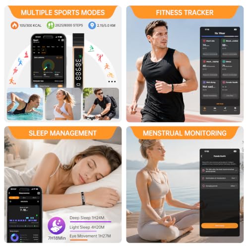 Smart Bracelet for Women Men Fitness Health Tracker with Heart Rate Sleep - color: Gold