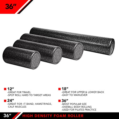 JFIT Extra Firm Foam Roller, 36 Inches, Black (20-0639)