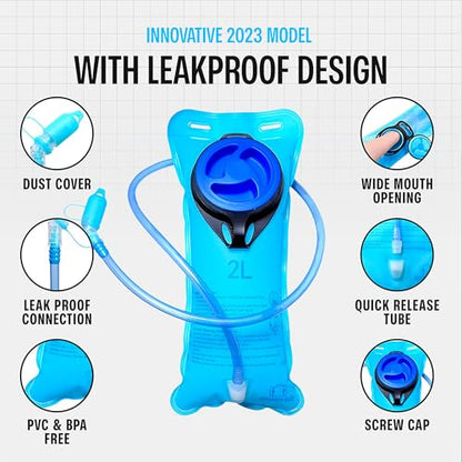 Sojourner Hydration Pack, Hydration Backpack - Water Backpack with 2l Hydration Bladder, Festival Essential - Rave Hydration Pack Hydropack Hydro for Hiking, Running, Biking, Festival Gear - color: Solid Black