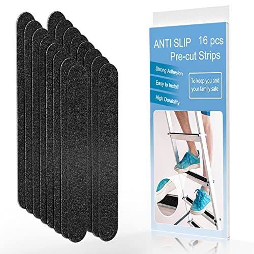 1" x 12" Black Anti Slip Tape, 16pcs Non Slip Pre-Cut Strips - color: Black, size: 1" x 12"