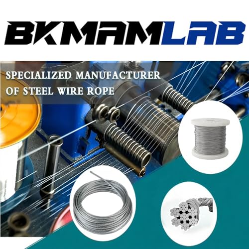 Wire Rope,Equipped with Crimping Pliers,1/16 Wire Rope, Aircraft Cable,304 Stainless Steel Cable,7x7 Strand Core 196FT,368lbs Breaking Strength - size: 1/16 inch 196FT, style: 1/16 inch