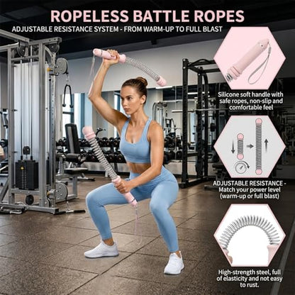 2 Pcs Adjustable Ropeless Battle Ropes for Home Gym