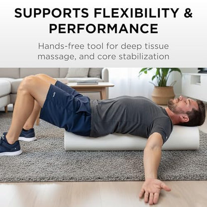 THERABAND Pro Foam Roller, Back, Muscle, Exercise, Physical Therapy, White - size: 6in x 36in - Round