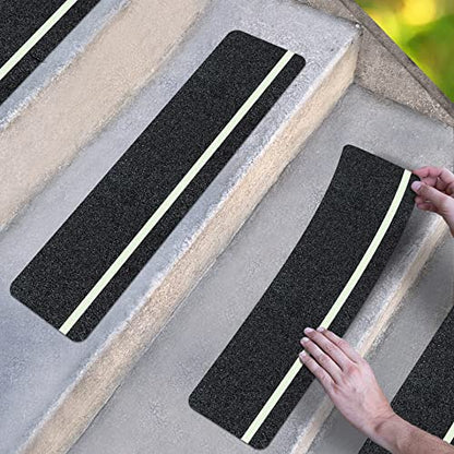 Outdoor Non-Slip Stair Treads With Glow Stripe, High-Traction Grip Tape - size: Glow in Dark, style: 15 Pack