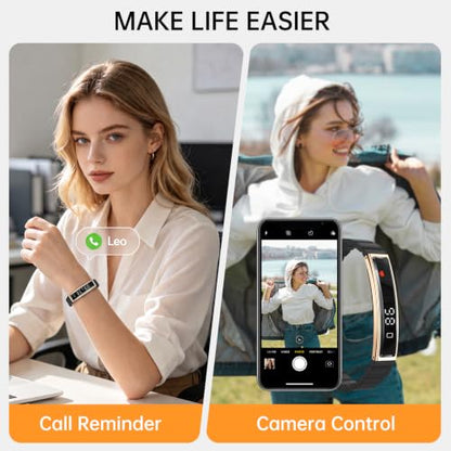Smart Bracelet for Women Men Fitness Health Tracker with Heart Rate Sleep - color: Gold