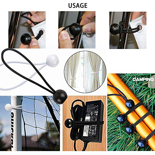 AOPRIE 30 Pcs Bungee Cords with Balls 4 inch White Ball Bungees Heavy Duty Tarp Bungee Cords Trap Weather Resistant Tie Down Strap for Camping, Tents, Cargo, Holding Wire and Hoses - size: 4 In