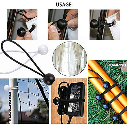 AOPRIE 30 Pcs Bungee Cords with Balls 4 inch White Ball Bungees Heavy Duty Tarp Bungee Cords Trap Weather Resistant Tie Down Strap for Camping, Tents, Cargo, Holding Wire and Hoses - size: 4 In