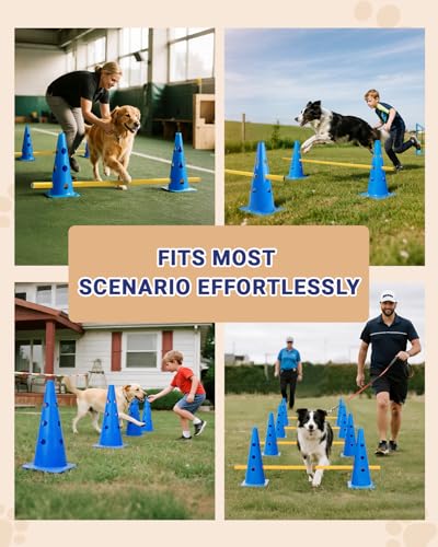 Dog Agility Course Backyard Set, Dog Agility Hurdle Cone Set - color: Blue, size: 18 IN